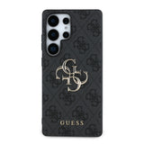 Galaxy S25 Ultra Kılıf Guess Orjinal Lisanslı PU Deri 4G Desenli Metal Büyük 4G ve Yazı Logolu Kapak
