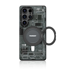 Galaxy S25 Ultra Kılıf M-safe Şarj Özellikli Youngkit 360° Standlı Technology Serisi Kapak