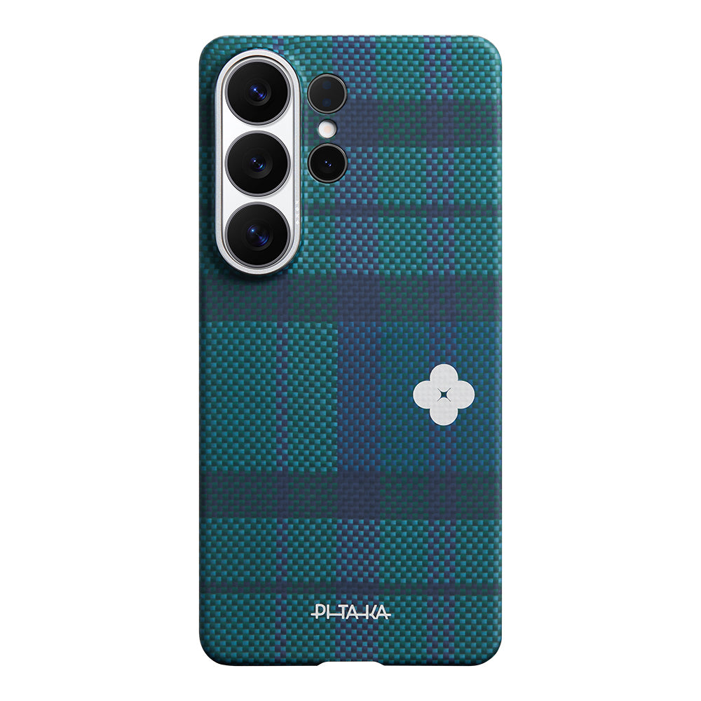 Galaxy S26 Ultra Kılıf M-safe Şarj Özellikli Aramid Fiber Pitaka Flora in Grid Serisi Kapak