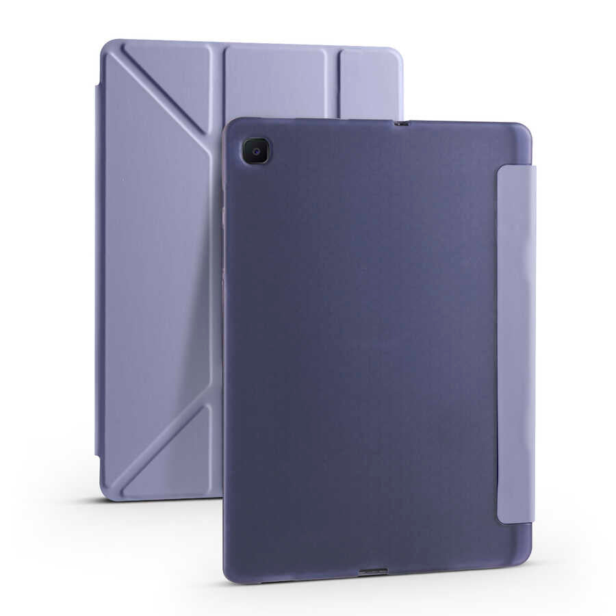 Galaxy Tab S6 Lite P610 Kılıf Zore Tri Folding Kalem Bölmeli Standlı Kılıf