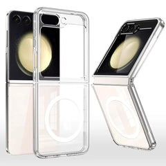 Galaxy Z Flip 7 Kılıf M-safe Şarj Özellikli Şeffaf Sert PC Zore Embos Kapak