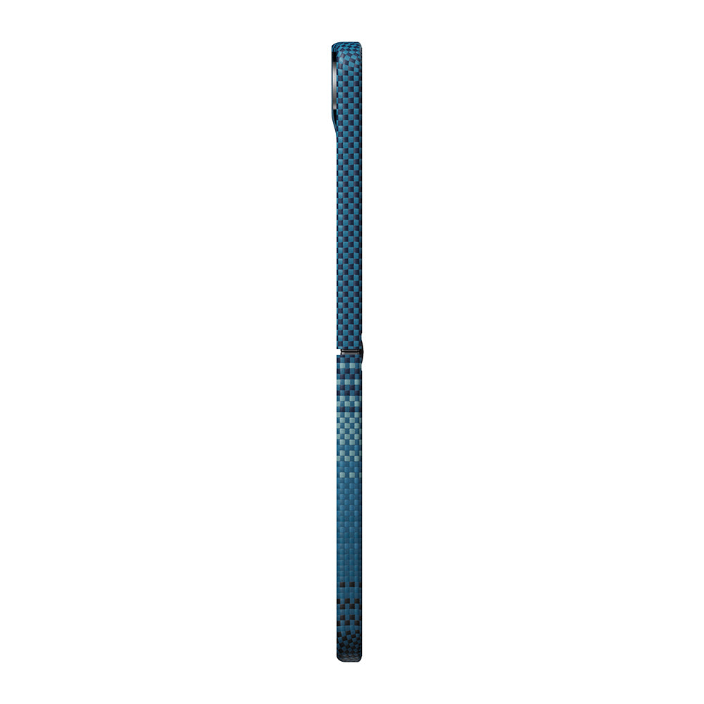 Galaxy Z Flip 8 Kılıf M-safe Şarj Özellikli Aramid Karbon Fiber Pitaka Tactile Woven Sunset-Moonrise Serisi Kapak
