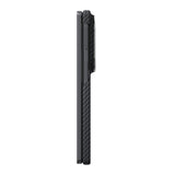 Galaxy Z Fold 8 Kılıf M-safe Şarj Özellikli 600D Aramid Karbon Fiber Pitaka Edge Serisi Black-Grey Twill Kapak