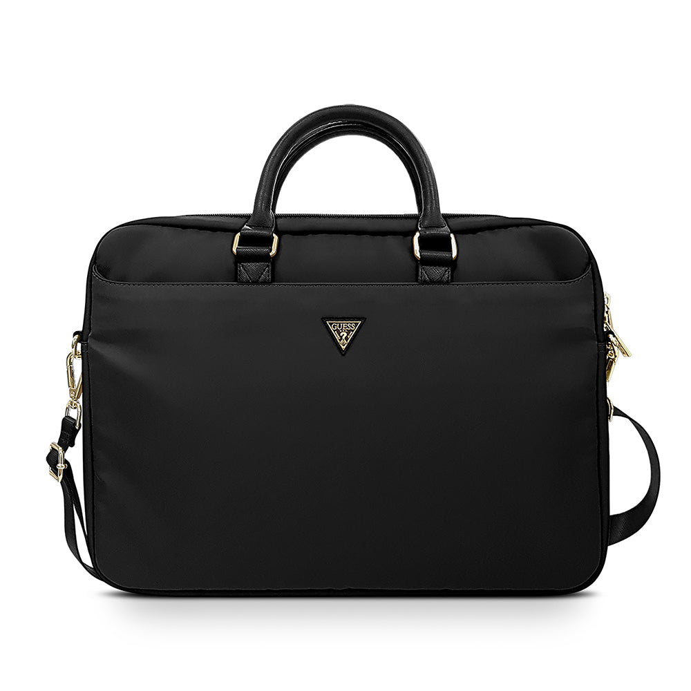 Guess Orjinal Lisanslı Naylon Kumaş Metal Üçgen Logolu Omuz Askılı 15-16 inç Laptop Çantası