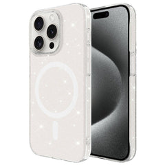 iPhone 15 Pro Kılıf Zore M-safe Şarj Özellikli Simli Şeffaf Arka Yüzey Erdos Silikon Kapak