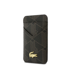 Lacoste Orjinal Lisanslı 2 Hazneli PVC Karışık Monogram Desenli Magnetik Kartlık