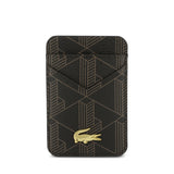 Lacoste Orjinal Lisanslı 2 Hazneli PVC Karışık Monogram Desenli Magnetik Kartlık