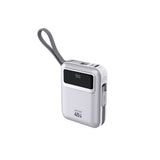 Lenyes C04-A Dijital LED Göstergeli Type-C ve Lightning Kablolu Powerbank 45W 5000mAh