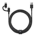 Native Union Belt Serisi 3in1 USB-A to Type-C - Lightning - Micro Şarj Kablosu 2M