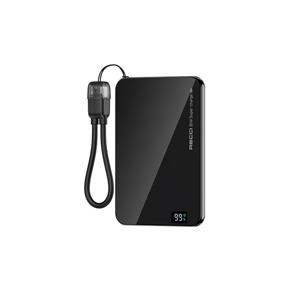 Recci RPB-W41 PD 20W Ultra İnce Hızlı Şarj Özellikli Type-C Kablolu Powerbank 15W 5000mAh