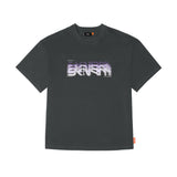 Skinarma Glitch Kısa Kollu Oversize Unisex Bisiklet Yaka Gri Tişört
