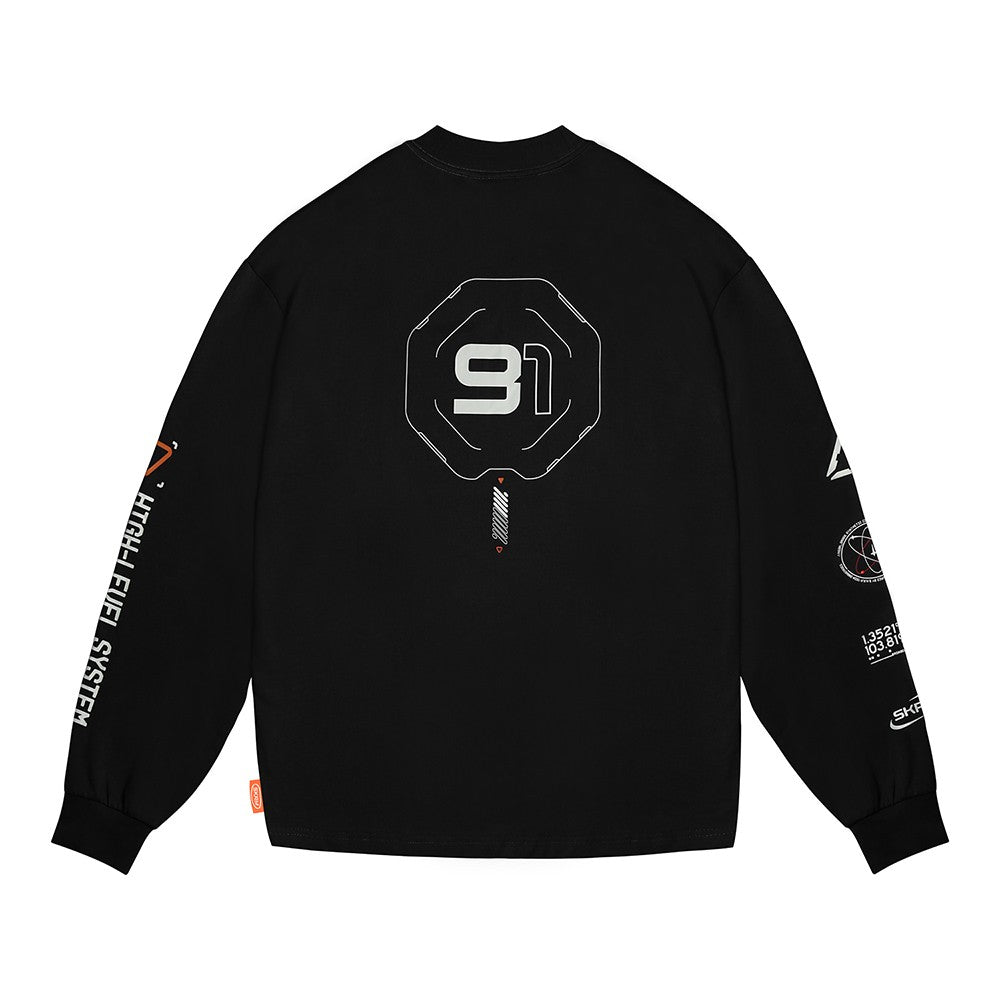 Skinarma Neptune Uzun Kollu Oversize Unisex Bisiklet Yaka Siyah Sweatshirt