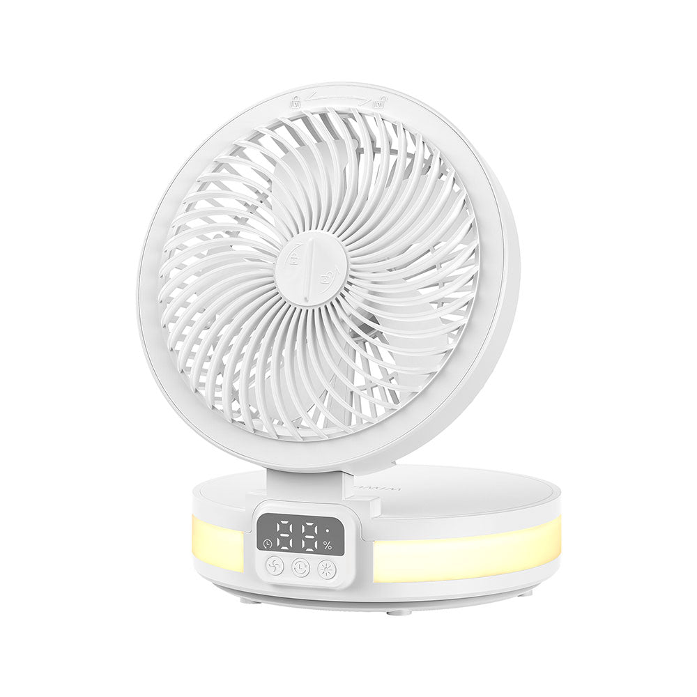 Wiwu FS05 Katlanabilir Şarjlı Dijital LED Ekranlı Gece Lambalı Masaüstü Fan