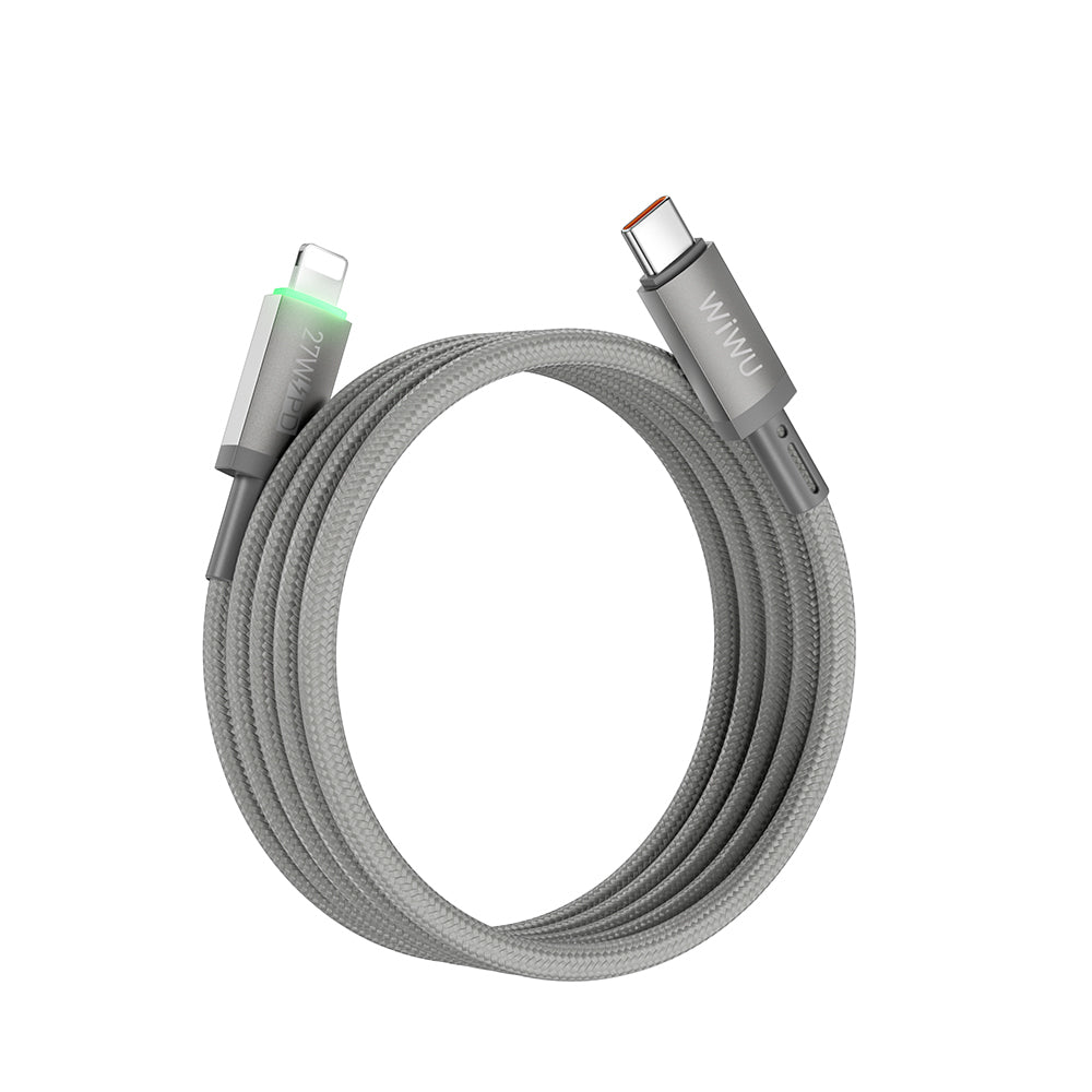 Wiwu Wi-C083 Maglink Serisi Işıklı Magnetik Type-C to Lightning PD Hızlı Şarj Özellikli Data ve Şarj Kablosu 27W 1M