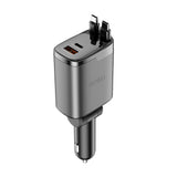 Wiwu Wi-CC034 Type-C + USB-A Hızlı Şarj Özellikli GaN Teknolojili Dahili Kablolu Araç Şarj Aleti 111W