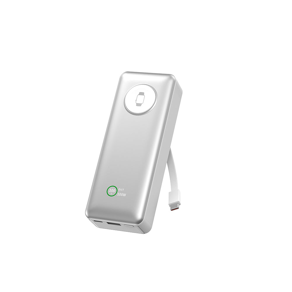 Wiwu Wi-P023 Elite Serisi Dijital LED Göstergeli Akıllı Saat Kablosuz Şarj Özellikli Taşınabilir Powerbank 20000mAh 145W
