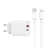 Wiwu Wi-U002 Quick Hızlı Şarj Başlığı Type-C to Lightning PD 20W Kablolu Şarj Seti