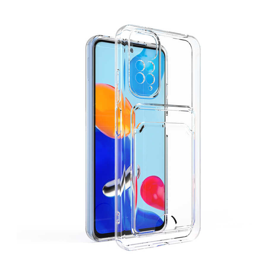 Xiaomi Redmi Note 11 Pro 5G Kılıf Kartlıklı Şeffaf Zore Setra Clear Silikon Kapak