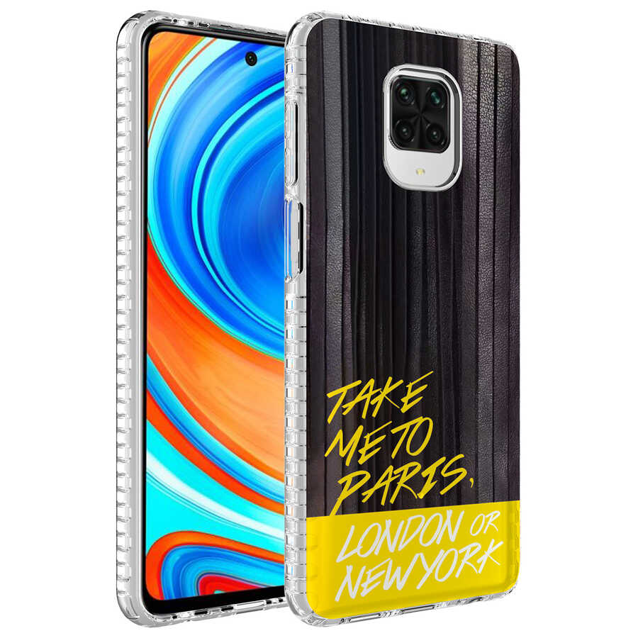 Xiaomi Redmi Note 9 Pro Kılıf Airbag Kenarlı Renkli Desenli Silikon Zore Elegans Kapak
